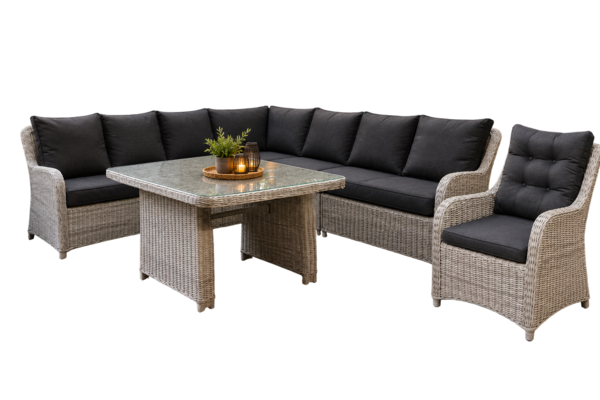 AVH-Collectie Showroommodel Bilbao hoek dining loungeset 6-delig wit grijs AVH-Collectie Showroommodel Bilbao hoek dining loungeset 6-delig wit grijs