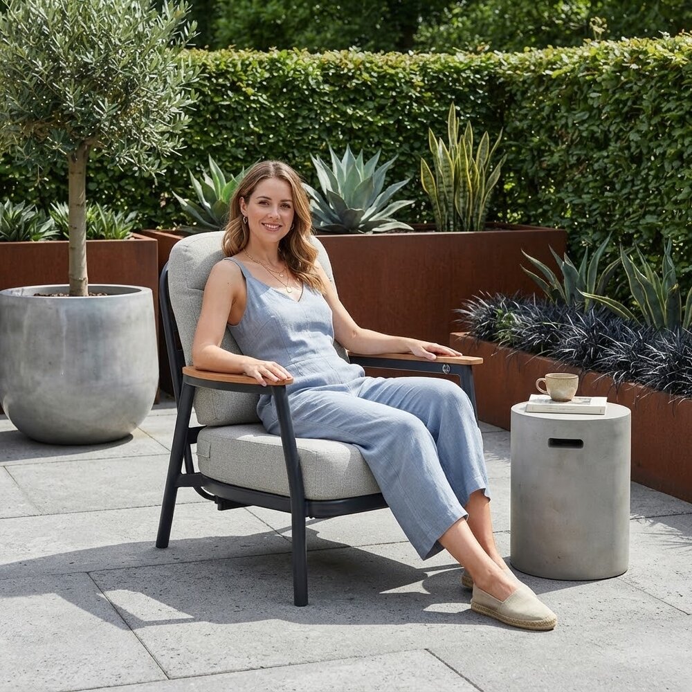 AVH-Collectie Savanna verstelbare lounge tuinstoel aluminium antraciet