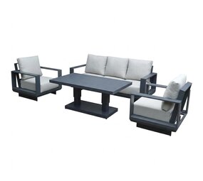 AVH-Collectie Avellino stoel bank dining loungeset 4 delig met verstelbare tafel antraciet AVH-Collectie Avellino stoel bank dining loungeset 4 delig met verstelbare tafel antraciet