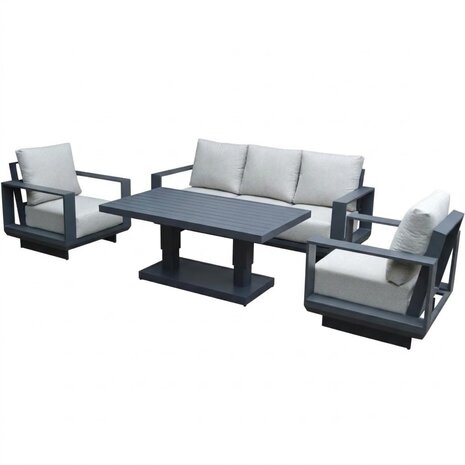 AVH-Collectie Avellino stoel bank dining loungeset 4 delig met verstelbare tafel antraciet AVH-Collectie Avellino stoel bank dining loungeset 4 delig met verstelbare tafel antraciet