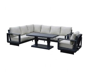AVH-Collectie Avellino dining hoek loungeset 6 delig verstelbare tafel antraciet AVH-Collectie Avellino dining hoek loungeset 6 delig verstelbare tafel antraciet
