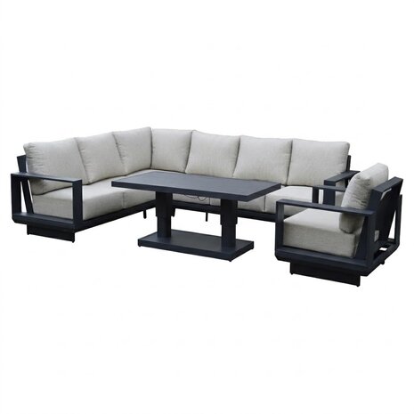 AVH-Collectie Avellino dining hoek loungeset 6 delig verstelbare tafel antraciet AVH-Collectie Avellino dining hoek loungeset 6 delig verstelbare tafel antraciet