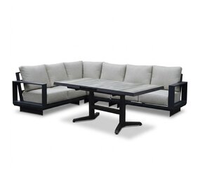 AVH-Collectie Avellino dining hoek loungeset 5 delig verstelbare en uitschuifbare tafel keramiek antraciet AVH-Collectie Avellino dining hoek loungeset 5 delig verstelbare en uitschuifbare tafel keramiek antraciet