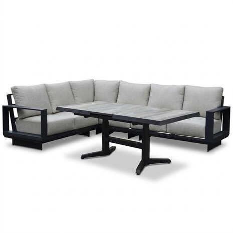 AVH-Collectie Avellino dining hoek loungeset 5 delig verstelbare en uitschuifbare tafel keramiek antraciet AVH-Collectie Avellino dining hoek loungeset 5 delig verstelbare en uitschuifbare tafel keramiek antraciet