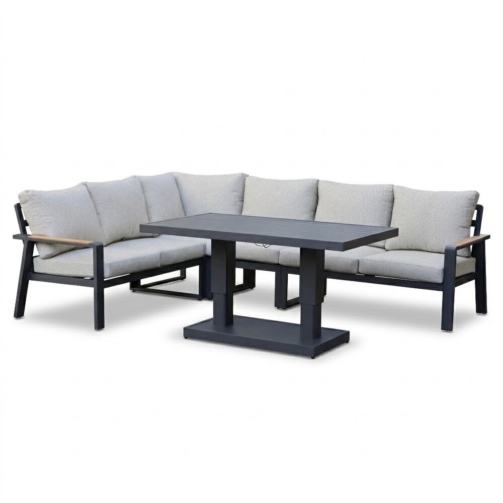 AVH-Collectie Lola dining hoek loungeset 5 delig verstelbare tafel antraciet AVH-Collectie Lola dining hoek loungeset 5 delig verstelbare tafel antraciet