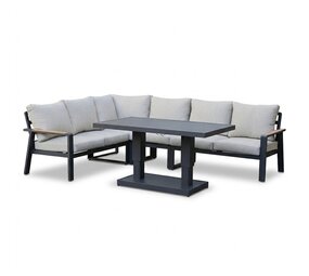 AVH-Collectie Lola dining hoek loungeset 5 delig verstelbare tafel antraciet AVH-Collectie Lola dining hoek loungeset 5 delig verstelbare tafel antraciet