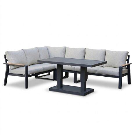 AVH-Collectie Lola dining hoek loungeset 5 delig verstelbare tafel antraciet AVH-Collectie Lola dining hoek loungeset 5 delig verstelbare tafel antraciet
