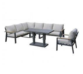 AVH-Collectie Lola dining hoek loungeset 6 delig verstelbare tafel antraciet AVH-Collectie Lola dining hoek loungeset 6 delig verstelbare tafel antraciet