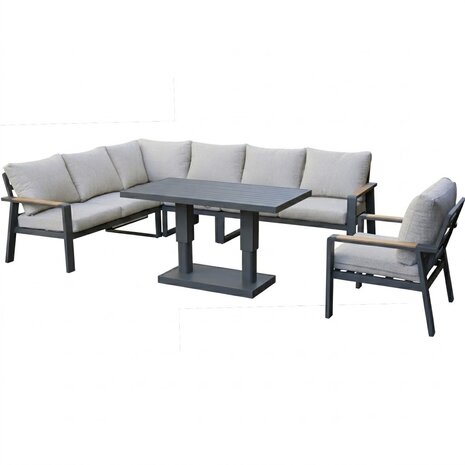AVH-Collectie Lola dining hoek loungeset 6 delig verstelbare tafel antraciet AVH-Collectie Lola dining hoek loungeset 6 delig verstelbare tafel antraciet