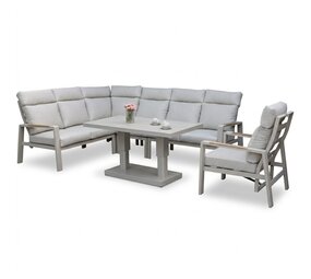 AVH-Collectie Ripasso dining hoek loungeset 6 delig met verstelbare tafel latte zand AVH-Collectie Ripasso dining hoek loungeset 6 delig met verstelbare tafel latte zand