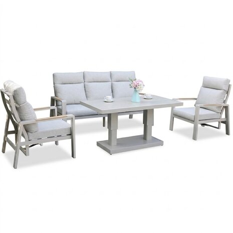 AVH-Collectie Ripasso stoel bank dining loungeset 4 delig verstelbare tafel latte zand AVH-Collectie Ripasso stoel bank dining loungeset 4 delig verstelbare tafel latte zand