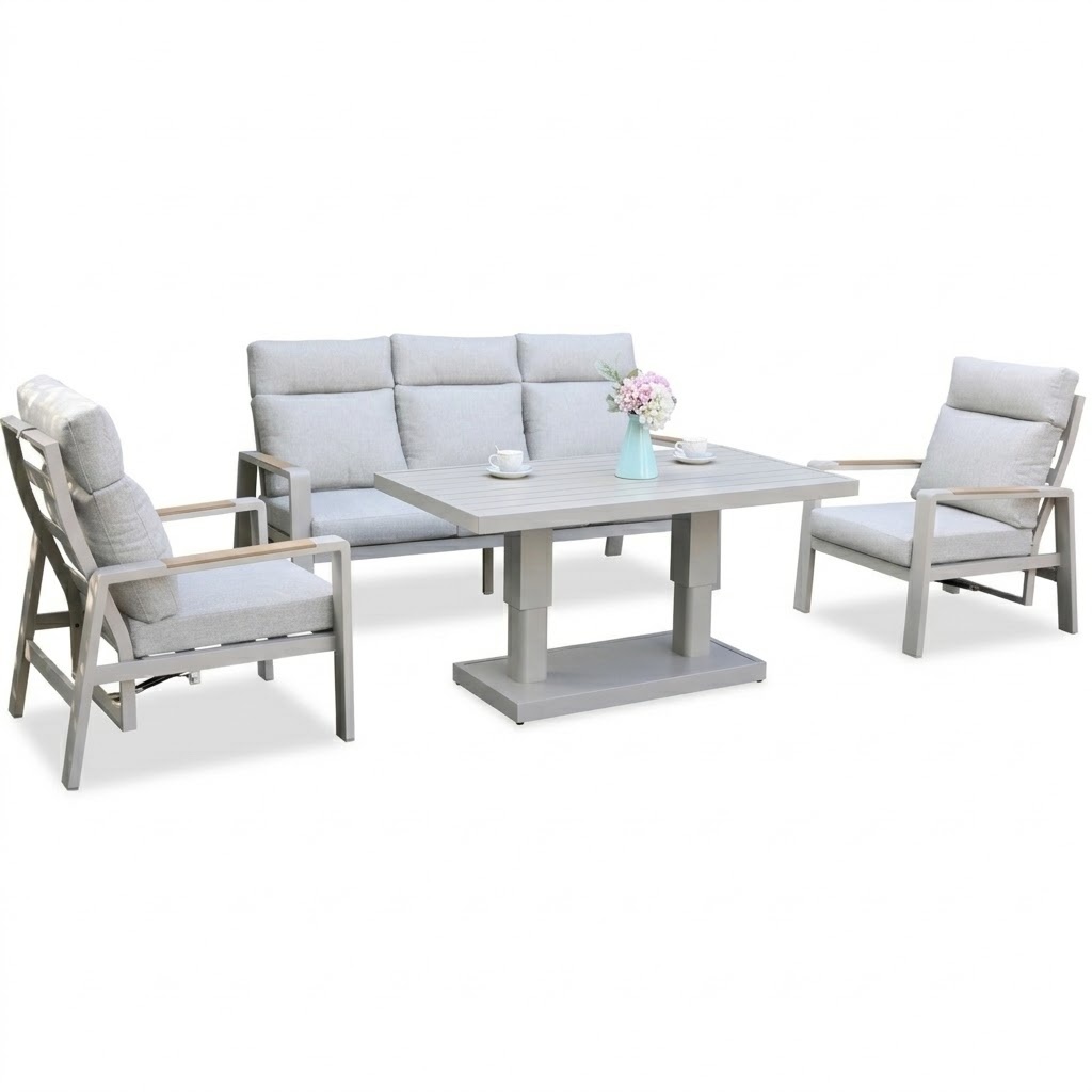 AVH-Collectie Ripasso stoel bank dining loungeset 4 delig verstelbare tafel latte zand
