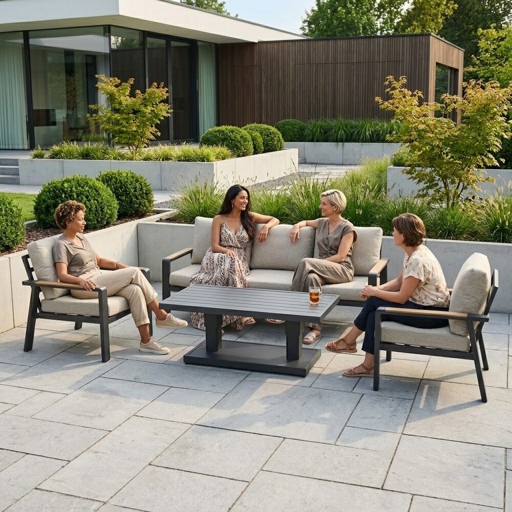 AVH-Collectie Lola stoel bank dining loungeset 4 delig verstelbare tafel antraciet AVH-Collectie Lola stoel bank dining loungeset 4 delig verstelbare tafel antraciet