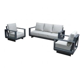 AVH-Collectie Avellino stoel bank loungeset 3 delig antraciet aluminium soft grey AVH-Collectie Avellino stoel bank loungeset 3 delig antraciet aluminium soft grey