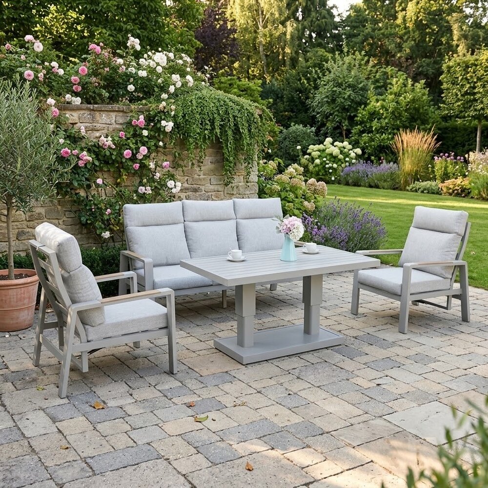 AVH-Collectie Ripasso stoel bank dining loungeset 4 delig verstelbare tafel latte zand AVH-Collectie Ripasso stoel bank dining loungeset 4 delig verstelbare tafel latte zand