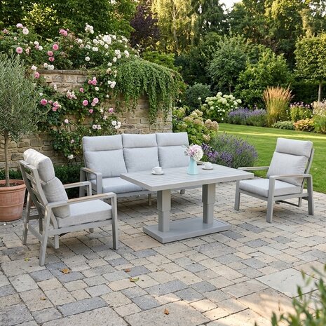 AVH-Collectie Ripasso stoel bank dining loungeset 4 delig verstelbare tafel latte zand AVH-Collectie Ripasso stoel bank dining loungeset 4 delig verstelbare tafel latte zand