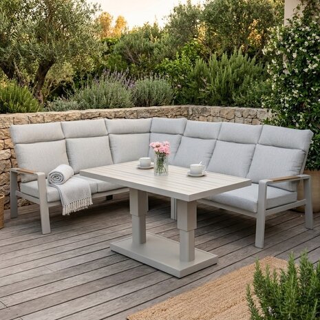 AVH-Collectie Ripasso dining hoek loungeset 5 delig met verstelbare tafel latte zand AVH-Collectie Ripasso dining hoek loungeset 5 delig met verstelbare tafel latte zand