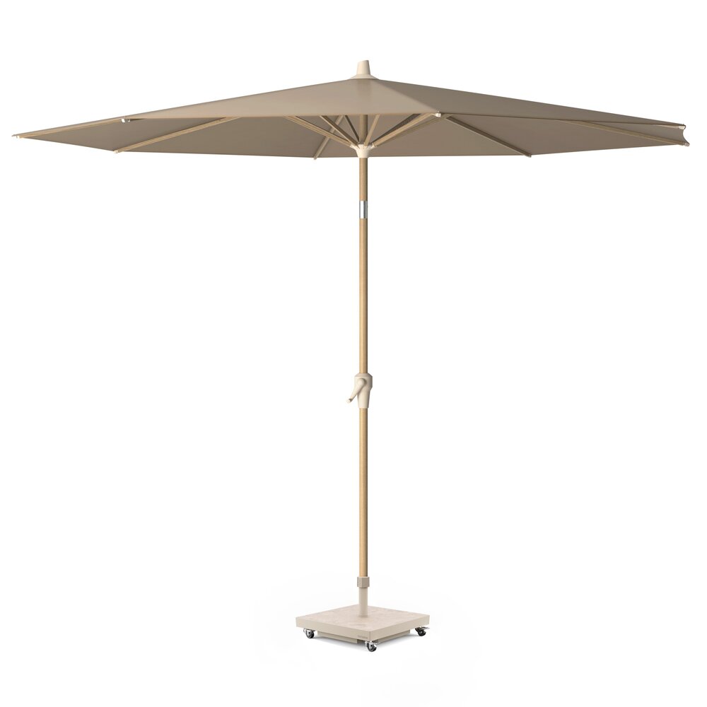 Platinum Riva parasol 250 cm rond teak mast taupe met kniksysteem Platinum Riva parasol 250 cm rond teak mast taupe met kniksysteem