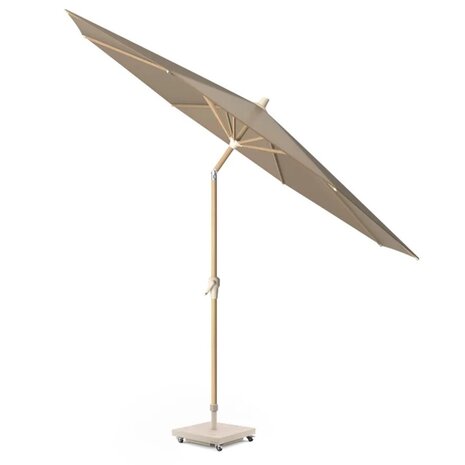 Platinum Riva parasol 250 cm rond teak mast taupe met kniksysteem Platinum Riva parasol 250 cm rond teak mast taupe met kniksysteem