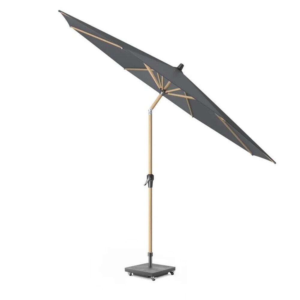 Platinum Riva parasol 250 cm rond teak mast antraciet met kniksysteem Platinum Riva parasol 250 cm rond teak mast antraciet met kniksysteem