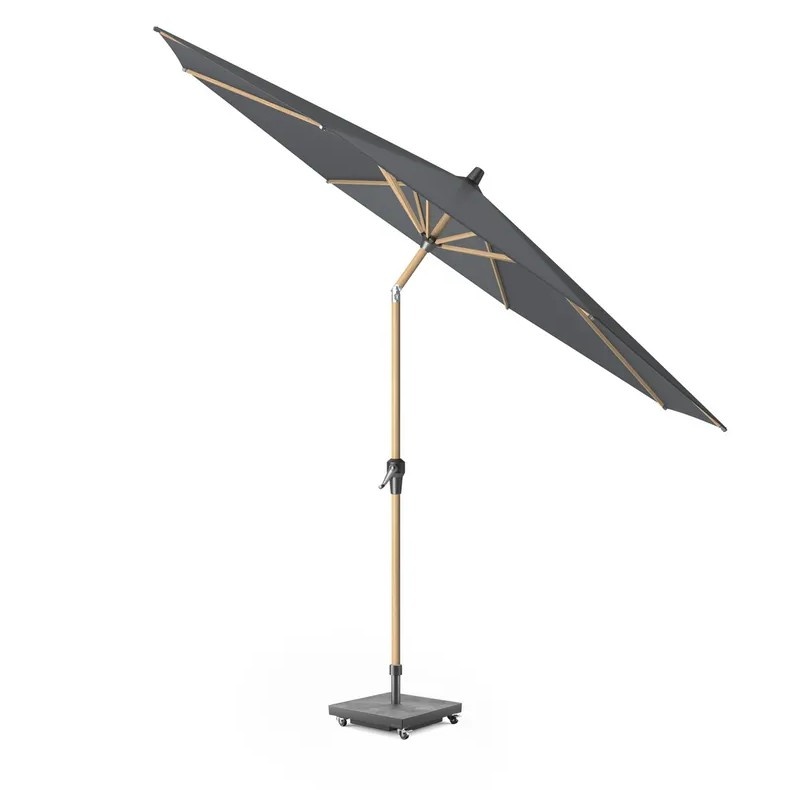 Platinum Riva parasol 250 cm rond teak mast antraciet met kniksysteem