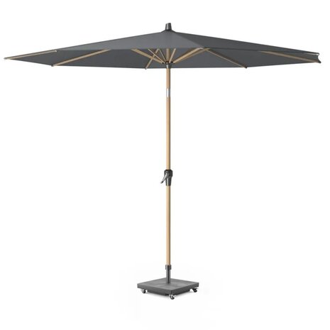 Platinum Riva parasol 250 cm rond teak mast antraciet met kniksysteem Platinum Riva parasol 250 cm rond teak mast antraciet met kniksysteem