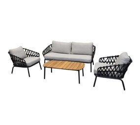 AVH-Collectie Showroommodel Elegant stoel bank loungeset 4 delig antraciet rope