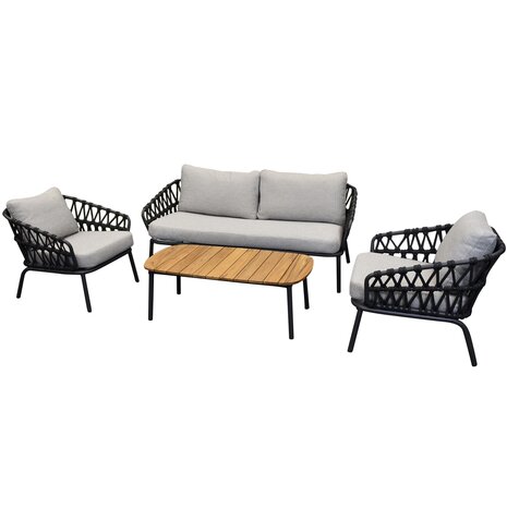 AVH-Collectie Showroommodel Elegant stoel bank loungeset 4 delig antraciet rope