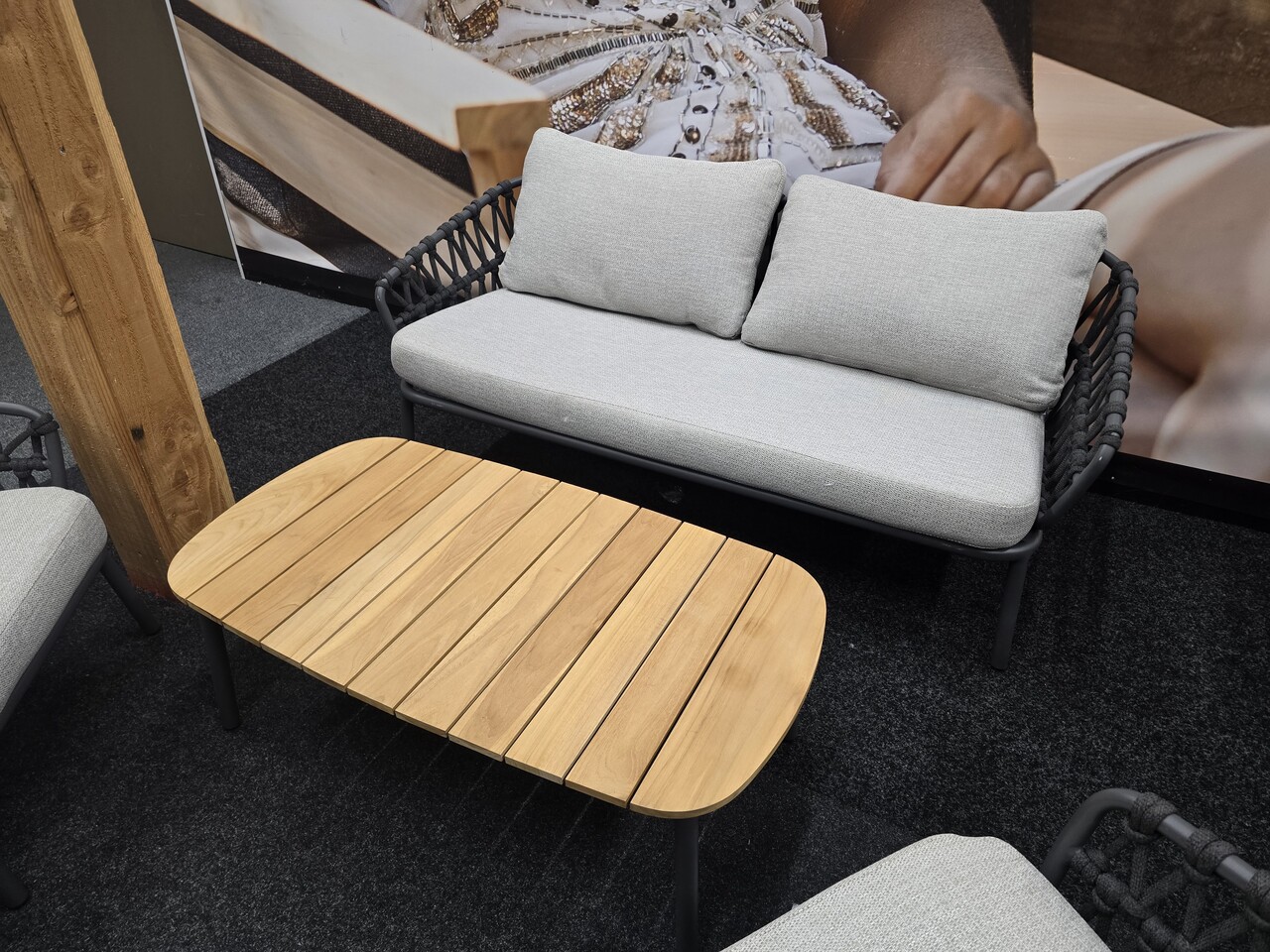 AVH-Collectie Showroommodel Elegant stoel bank loungeset 4 delig antraciet rope