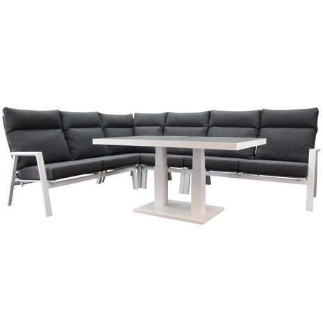 AVH-Collectie Showroommodel Pacific hoek dining loungeset 5 delig aluminium verstelbaar wit AVH-Collectie Showroommodel Pacific hoek dining loungeset 5 delig aluminium verstelbaar wit