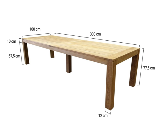 AVH-Collectie Showroommodel Krista dining tuintafel 300x100xH77,5 cm - poten 12 cm teak AVH-Collectie Showroommodel Krista dining tuintafel 300x100xH77,5 cm - poten 12 cm teak