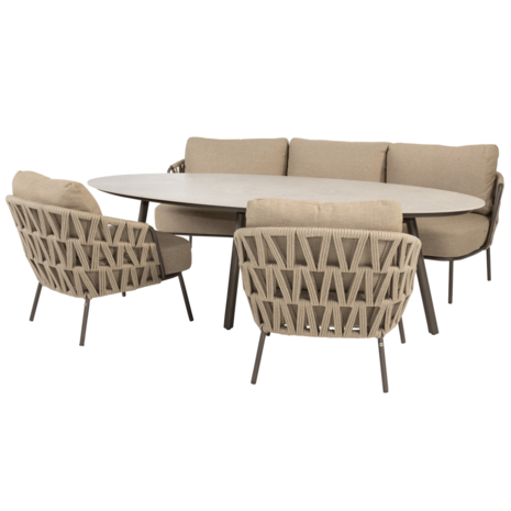 4 Seasons Outdoor Showroommodel Salute Mallorca low dining tuinset 220x105xH69 cm 4 delig keramiek terre 4 Seasons Outdoor 4 Seasons Outdoor Showroommodel Salute Mallorca low dining tuinset 220x105xH69 cm 4 delig keramiek terre 4 Seasons Outdoor