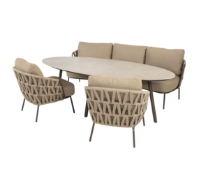 4 Seasons Outdoor Showroommodel Salute Mallorca low dining tuinset 220x105xH69 cm 4 delig keramiek terre 4 Seasons Outdoor 4 Seasons Outdoor Showroommodel Salute Mallorca low dining tuinset 220x105xH69 cm 4 delig keramiek terre 4 Seasons Outdoor