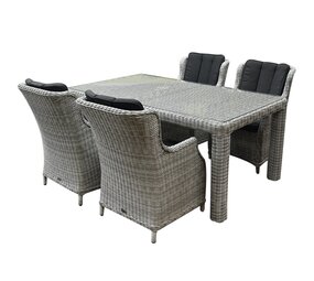 AVH-Collectie Showroommodel Darwin Bergamo dining tuinset 180x100xH75 cm 5-delig wit AVH-Collectie Showroommodel Darwin Bergamo dining tuinset 180x100xH75 cm 5-delig wit