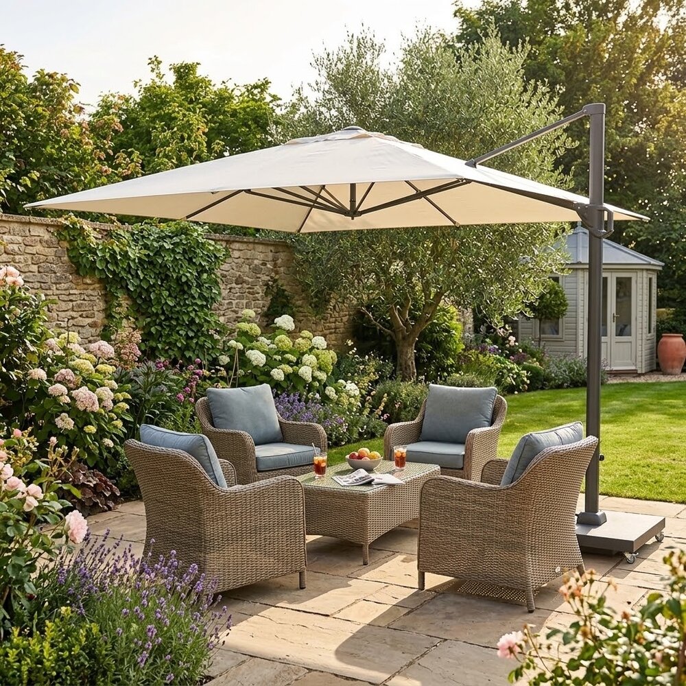 Platinum Challenger T1 premium zweefparasol 400x300 cm champagne Platinum Challenger T1 premium zweefparasol 400x300 cm champagne