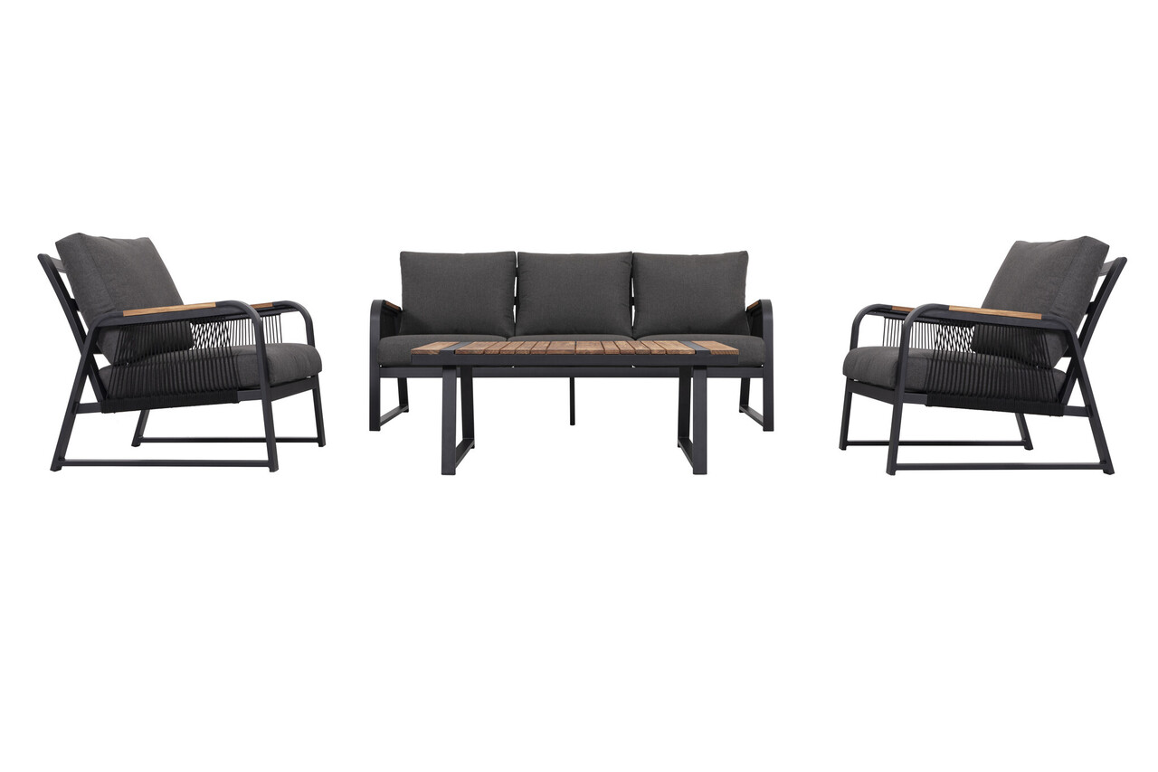 AVH-Collectie Showroommodel Minnesota stoel bank loungeset 4 delig aluminium antraciet rope AVH-Collectie Showroommodel Minnesota stoel bank loungeset 4 delig aluminium antraciet rope