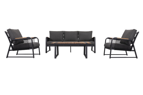 AVH-Collectie Showroommodel Minnesota stoel bank loungeset 4 delig aluminium antraciet rope AVH-Collectie Showroommodel Minnesota stoel bank loungeset 4 delig aluminium antraciet rope