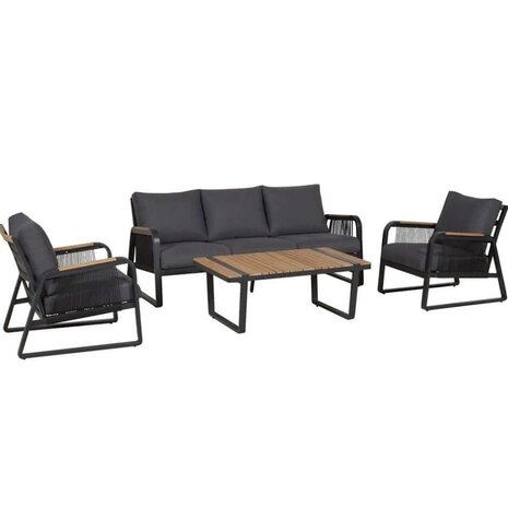 AVH-Collectie Showroommodel Minnesota stoel bank loungeset 4 delig aluminium antraciet rope AVH-Collectie Showroommodel Minnesota stoel bank loungeset 4 delig aluminium antraciet rope