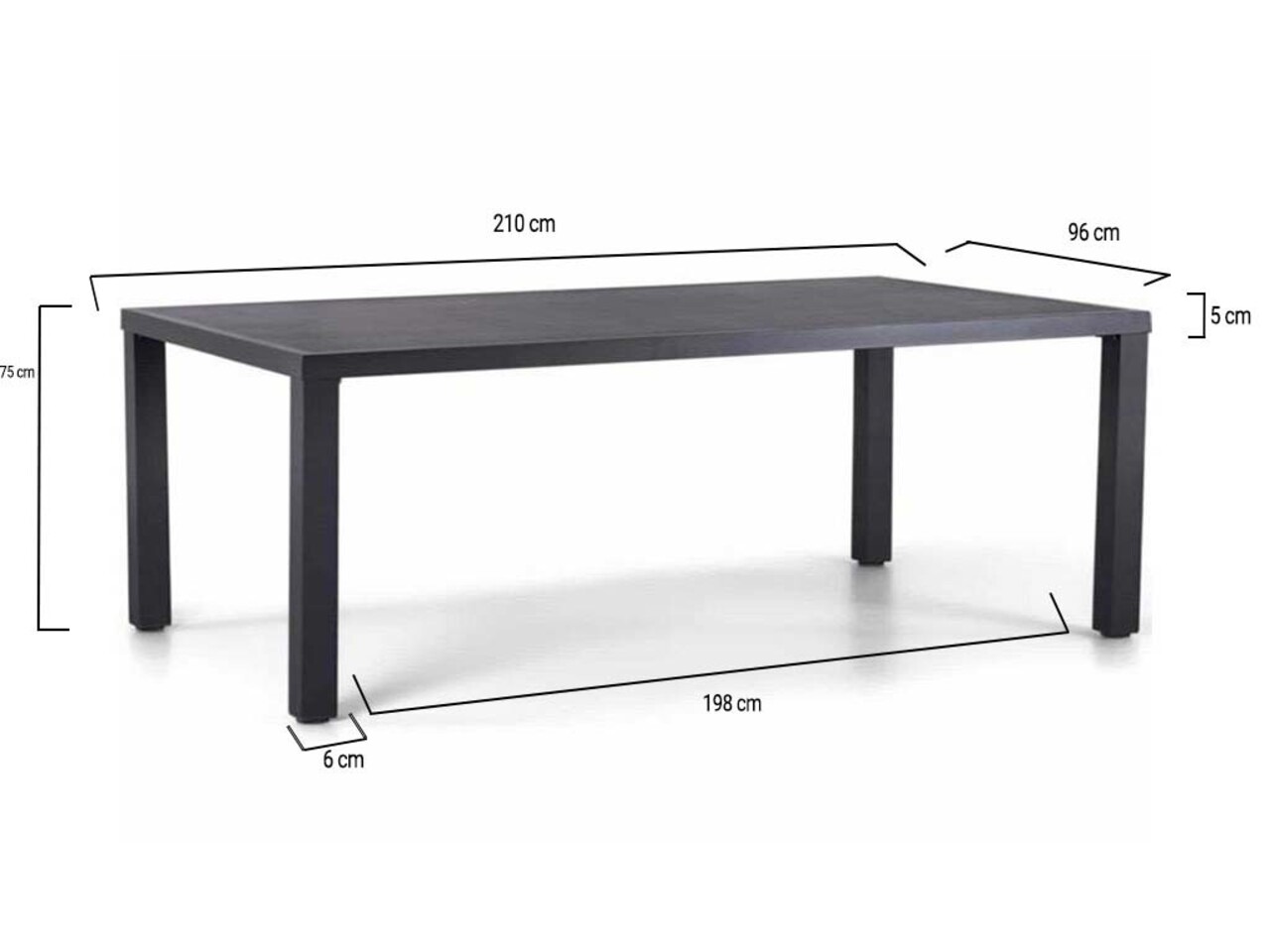 AVH-Collectie Showroommodel Vigo Nancy 7-delig dining tuinset  210x96xH75 cm aluminium antraciet