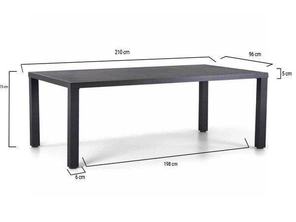 AVH-Collectie Showroommodel Vigo Nancy 7-delig dining tuinset  210x96xH75 cm aluminium antraciet