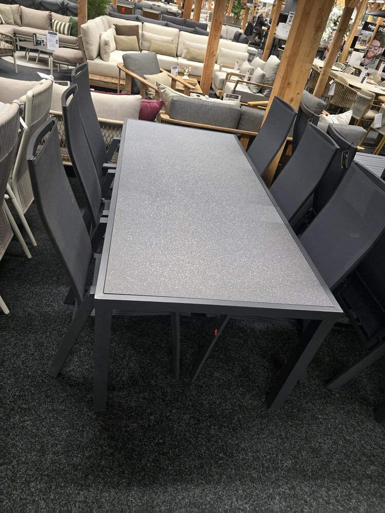 AVH-Collectie Showroommodel Vigo Nancy 7-delig dining tuinset  210x96xH75 cm aluminium antraciet