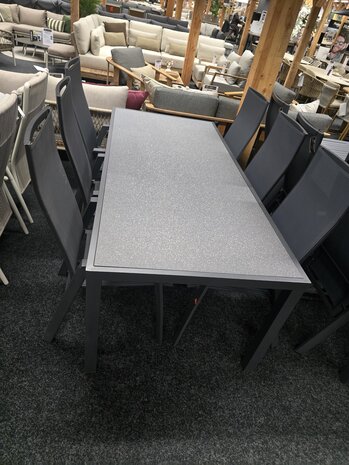 AVH-Collectie Showroommodel Vigo Nancy 7-delig dining tuinset  210x96xH75 cm aluminium antraciet