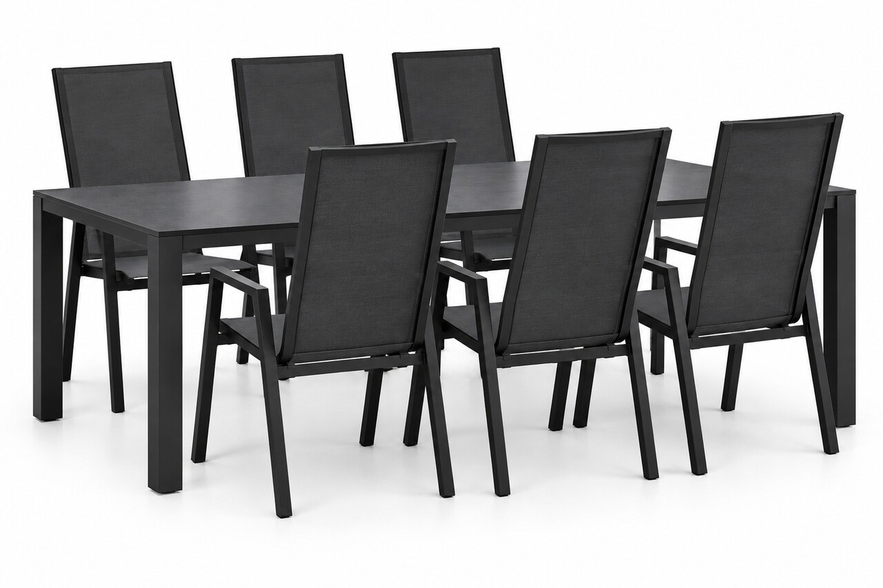 AVH-Collectie Showroommodel Vigo Nancy 7-delig dining tuinset  210x96xH75 cm aluminium antraciet