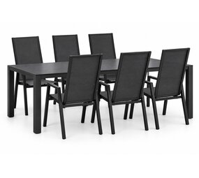 AVH-Collectie Showroommodel Vigo Nancy 7-delig dining tuinset  210x96xH75 cm aluminium antraciet