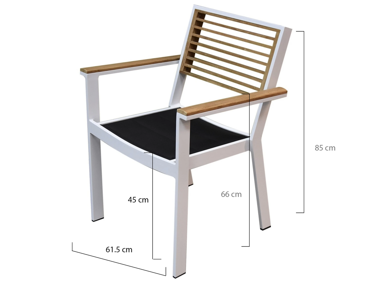 Higold Showroommodel York dining tuinstoel met armleuning aluminium wit teak Higold Showroommodel York dining tuinstoel met armleuning aluminium wit teak