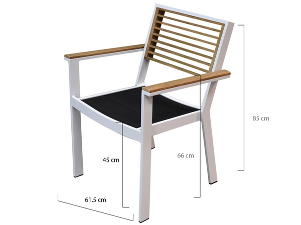 Higold Showroommodel York dining tuinstoel met armleuning aluminium wit teak Higold Showroommodel York dining tuinstoel met armleuning aluminium wit teak