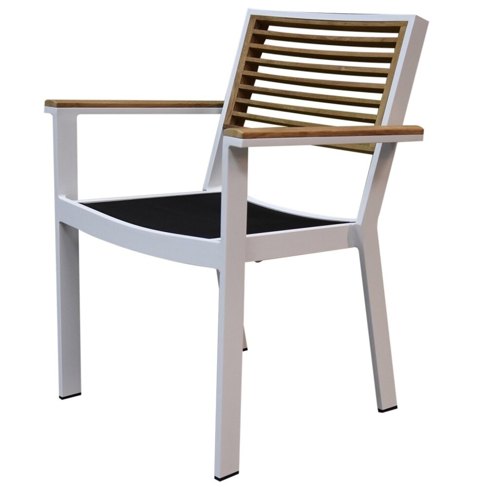 Higold Showroommodel York dining tuinstoel met armleuning aluminium wit teak Higold Showroommodel York dining tuinstoel met armleuning aluminium wit teak
