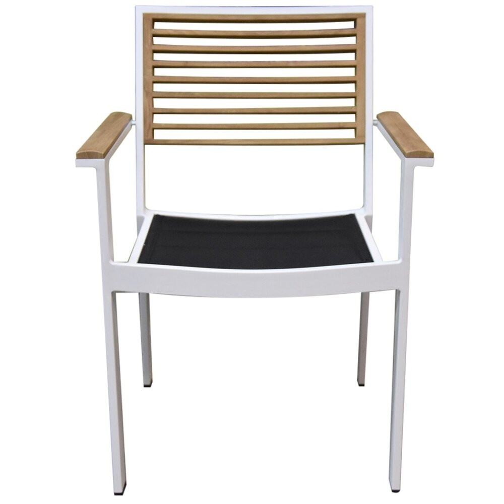 Higold Showroommodel York dining tuinstoel met armleuning aluminium wit teak Higold Showroommodel York dining tuinstoel met armleuning aluminium wit teak