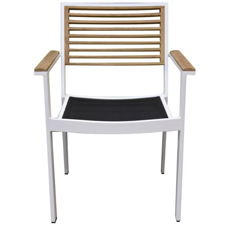 Higold Showroommodel York dining tuinstoel met armleuning aluminium wit teak Higold Showroommodel York dining tuinstoel met armleuning aluminium wit teak