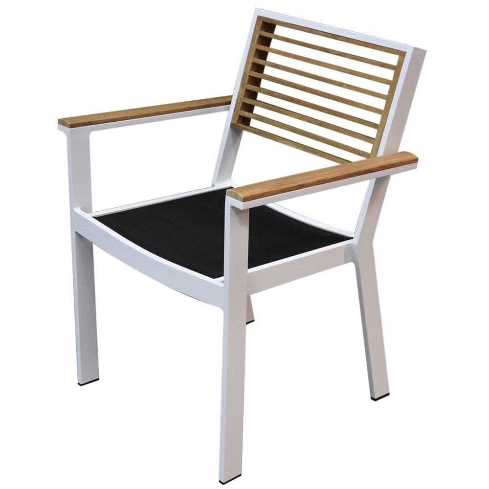 Higold Showroommodel York dining tuinstoel met armleuning aluminium wit teak Higold Showroommodel York dining tuinstoel met armleuning aluminium wit teak